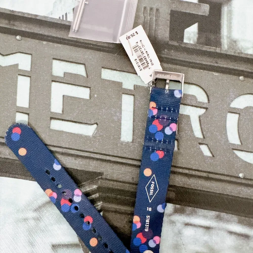 Fossil S181319 Blue‑Patterned Fabric Interchangeable Watch Strap